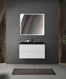 BelBagno Тумба с раковиной Marino 80 подвесная Bianco Lucido с раковиной 80/45 ART-AST-NERO – фотография-7