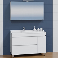 СанТа Мебель для ванной Марс 120 белая/светлое дерево – фотография-1