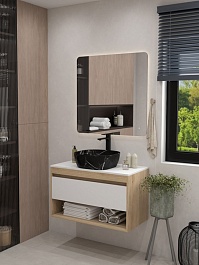 Teymi Накладная мебельная раковина Solli 41 artceramic мрамор чёрный матовый T50383 – фотография-7