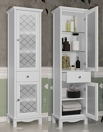 Opadiris Шкаф-пенал для ванной Омега 45 R белый матовый – фотография-5