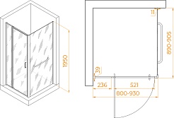 RGW Душевой уголок Passage PA-078-1B (PA-008B + Z-060-2B) 80x90 профиль черный стекло прозрачное – фотография-3