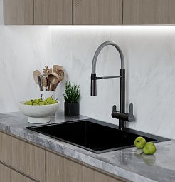 Mixline Смеситель для кухни 35k MLSS-0401BL чёрный графит – фотография-2