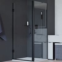 RGW Душевой уголок Hotel HO-045B (HO-011B + Z-050-2B + O-204B) 80x100 профиль черный стекло прозрачное