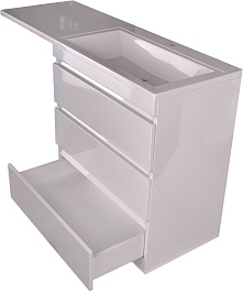 Style Line Тумба с раковиной Даллас 130 R 3 ящика под стиральную машину – фотография-6