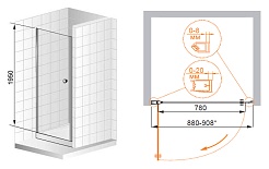 Cezares Душевая дверь в нишу ELENA-W-B-1-90-P-Cr-L – фотография-2