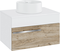Runo Тумба с раковиной Вудлайн 65 Sole дуб крафт/белая