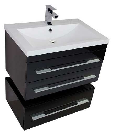 Aquanet Тумба с раковиной "Нота 75" черная (171490) – фотография-4