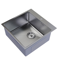 Mixline Мойка настольный монтаж 50/50 (2,0) выпуск 3 1/2 сатин НАНО декор – фотография-1