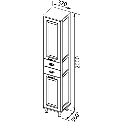 Aquanet Пенал для ванной "Тесса 35" жасмин/золото 185813 – фотография-2