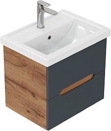 Onika Мебель для ванной Айленд 50 подвесная графит/дуб крафт – фотография-10