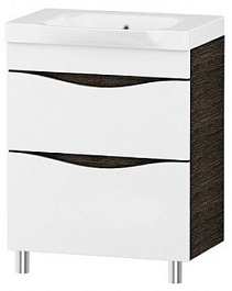 Am.Pm Тумба с раковиной Like 65 напольная, белый, глянец венге – фотография-7