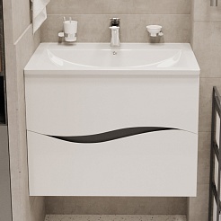 Mixline Тумба с раковиной Лайф 70 подвесная белая – фотография-3