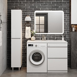 Onika Тумба с раковиной Милтон 120 R под стиральную машину белая – фотография-5
