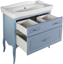 ASB-Woodline Мебель для ванной Модерн 85 рошфор/патина серебро – фотография-9