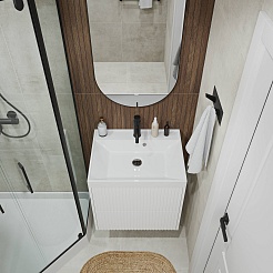 Vivon Тумба под раковину Kristi 60 подвесная белая матовая рифленая – фотография-9