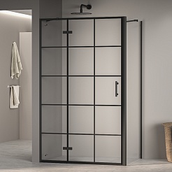 RGW Душевой уголок Passage PA-77B L (PA-07B L + Z-050-2B + держатель O-204B) 120x120 L профиль черный стекло прозрачное с рисунком – фотография-2