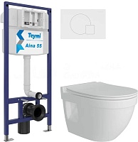 Teymi Унитаз подвесной Vitra Pro T40806 с инсталляцией Aina 1220067 с кнопкой Ellie T70024WM