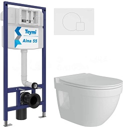 Teymi Унитаз подвесной Vitra Pro T40806 с инсталляцией Aina 1220067 с кнопкой Ellie T70024WM – фотография-1