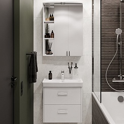 Водолей Мебель для ванной Мона 60 R с ящиками белая – фотография-1