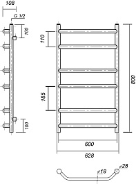 Domoterm Полотенцесушитель Лаура П6 600x800 античная бронза – фотография-3