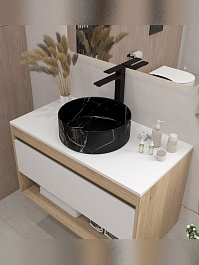 Teymi Раковина накладная в ванную Lina D35 мрамор чёрный матовый T50183 – фотография-10