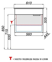 Aqwella Тумба для умывальника Бриг 60 подвесная, белая, 1 ящик – фотография-3