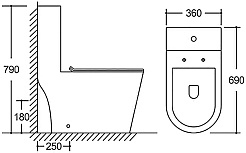 Azario Унитаз-моноблок Scala AZ-8101 безободковый с бачком с сиденьем микролифт белый – фотография-19