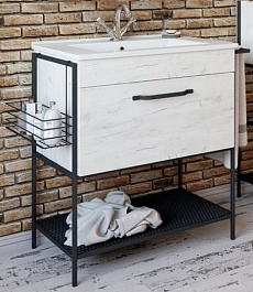 Sanflor Тумба для умывальника Бруклин 75 дуб крафт – фотография-1