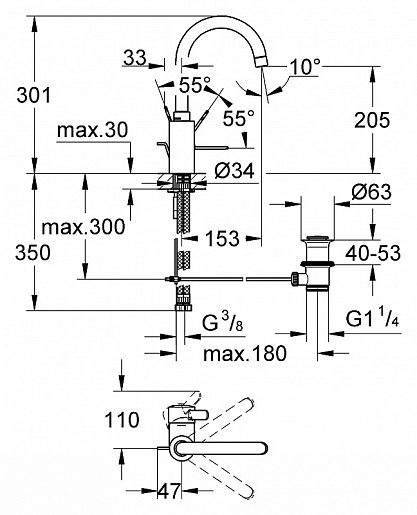 Grohe Смеситель "Eurosmart Cosmopolitan 32830000" – картинка-3