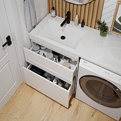 Vivon Тумба под раковину под стиральную машину Donna 130 напольная белый глянец эмаль – фотография-13