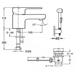 Jacob Delafon Смеситель для раковины July E16319-4-CP с душем – фотография-2
