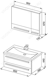 Aquanet Комплект Мебели Нота 90 камерино венге (230298) – фотография-2