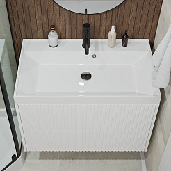 Vivon Тумба с раковиной Kristi 80 подвесная белая матовая рифленая – фотография-3