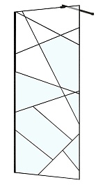 Azario Душевая перегородка Walk-in 90/195 стекло графический принт профиль матовый чёрный – фотография-1