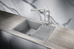 Milacio Мойка кухонная Navarra 65 Cuarzo серая металлик – фотография-3