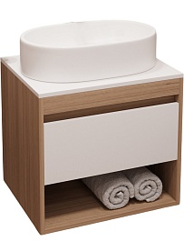 Teymi Тумба с раковиной Ritta 75 дуб эврика/белый матовый T60521 раковина T50602 – фотография-1