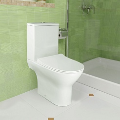 Azario Унитаз-компакт Mist AZ-45 безободковый с бачком с сиденьем микролифт белый – фотография-2