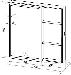 Mixline Зеркальный шкаф Аккорд Женева 80 L белый – фотография-8