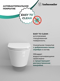 Ambassador Унитаз Ritz подвесной белый с сиденьем микролифт – фотография-8