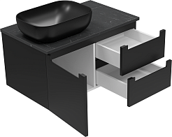 Brevita Тумба с раковиной Cargo 80 подвесная черная матовая – фотография-5