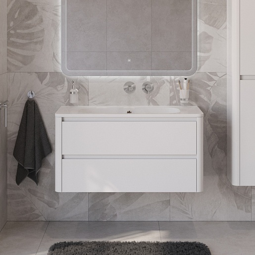 Cezares Тумба с раковиной без отверстия под смеситель Relax 100 подвесная bianco lucido – картинка-7