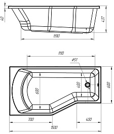 Poseidon Акриловая ванна Kamila 150x80 R – фотография-3