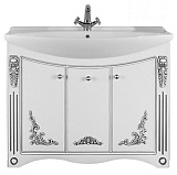 Водолей Тумба с раковиной "Кармен 105" с дверцами, белая/серебро