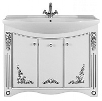 Водолей Тумба с раковиной "Кармен 105" с дверцами, белая/серебро