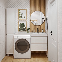 Vivon Тумба с раковиной под стиральную машину Donna 120R подвесная белый глянец эмаль – фотография-12