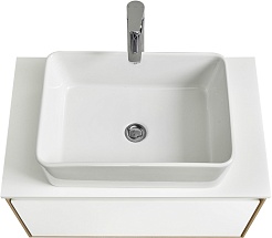 Акватон Мебель для ванной с белой столешницей Либерти 70 Mila 50 белая/дуб эльвезия – фотография-3