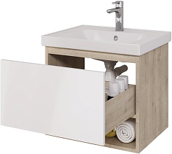 Dreja Тумба с раковиной Perfecto 60 подвесная белая/дуб эврика – фотография-7