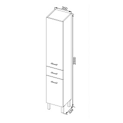 Aquanet Пенал для ванной "Верона 35" с б/к черный (178974) – фотография-2