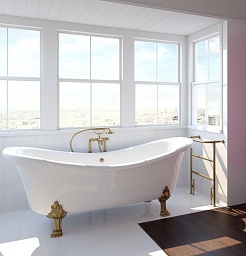 Фэма Ванна из литьевого мрамора Габриэлла, опоры бронза – фотография-7