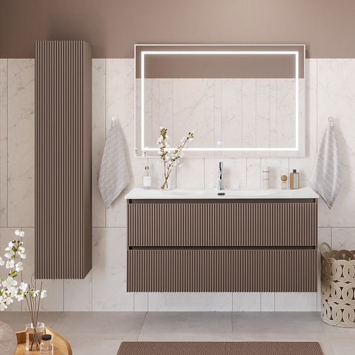 BelBagno Тумба с раковиной Uno 120 подвесная Бежевый матовый с раковиной BB-8099-120 – фотография-12